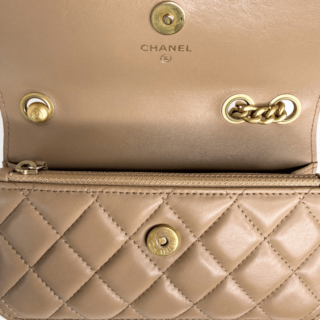 Chanel Quilted Flap Crush Phone Holder with Chain