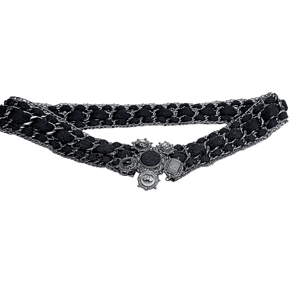 Chanel Chain Link Threaded Wool Belt