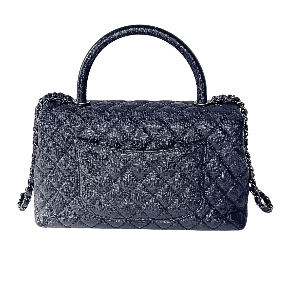Chanel Navy Medium Caviar Coco Handle Bag
