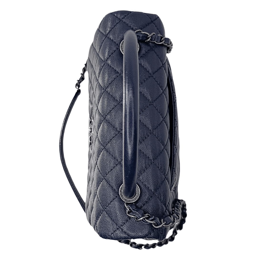 Chanel Navy Medium Caviar Coco Handle Bag