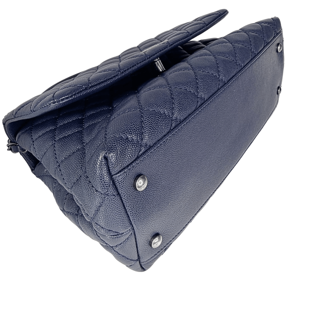 Chanel Navy Medium Caviar Coco Handle Bag