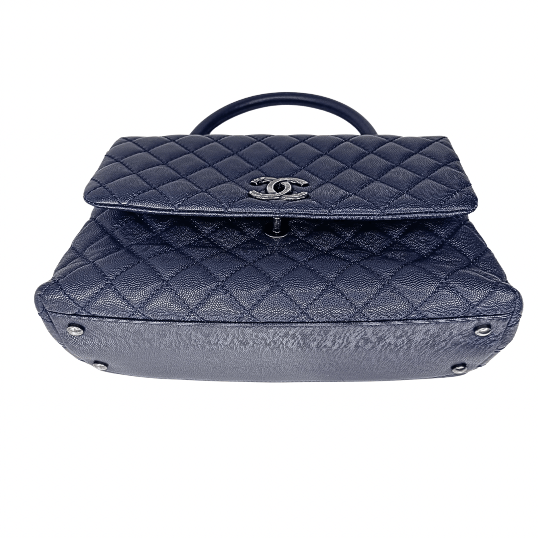 Chanel Navy Medium Caviar Coco Handle Bag