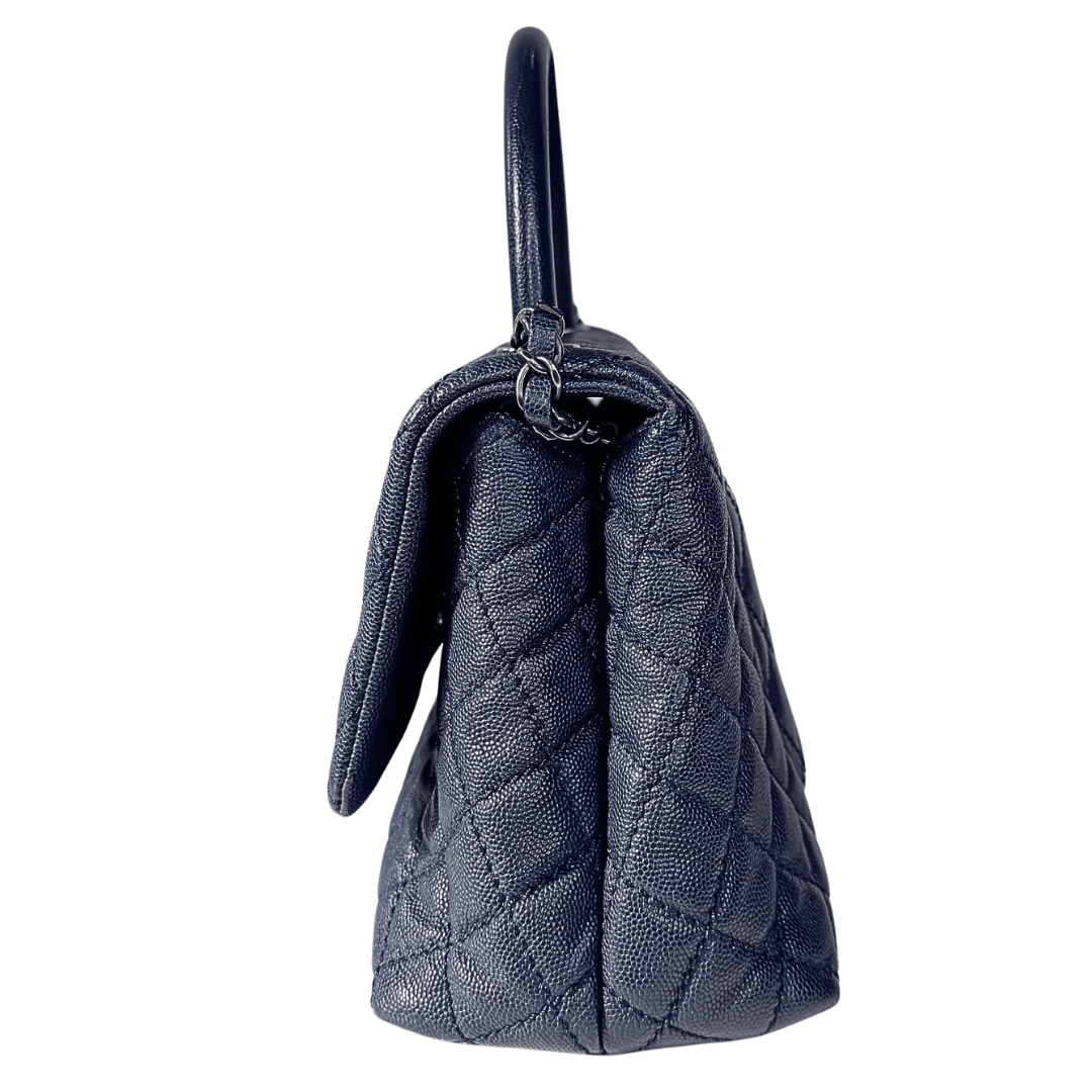 Chanel Navy Medium Caviar Coco Handle Bag