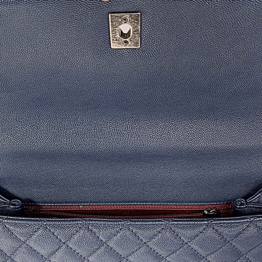 Chanel Navy Medium Caviar Coco Handle Bag