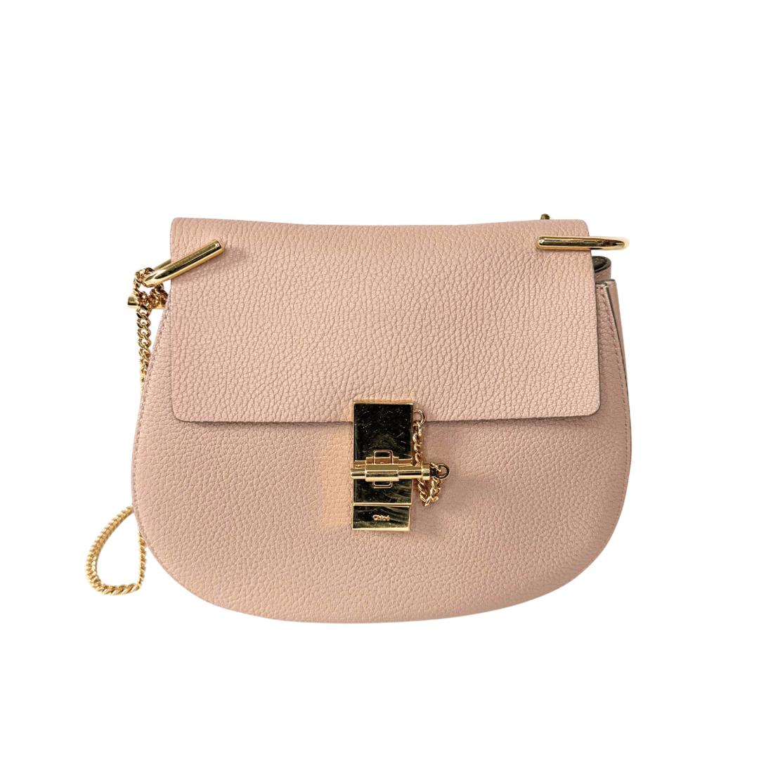 Chloe Small Pink Leather Drew Crossbody