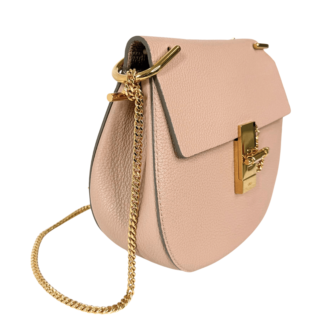 Chloe Small Pink Leather Drew Crossbody
