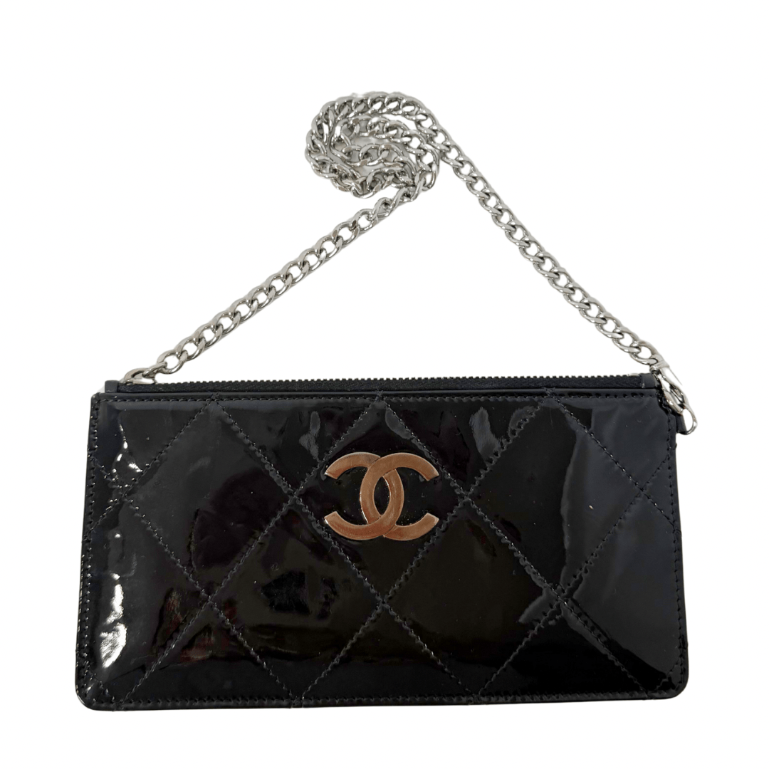 Chanel Quilted Patent Leather Chain Pochette