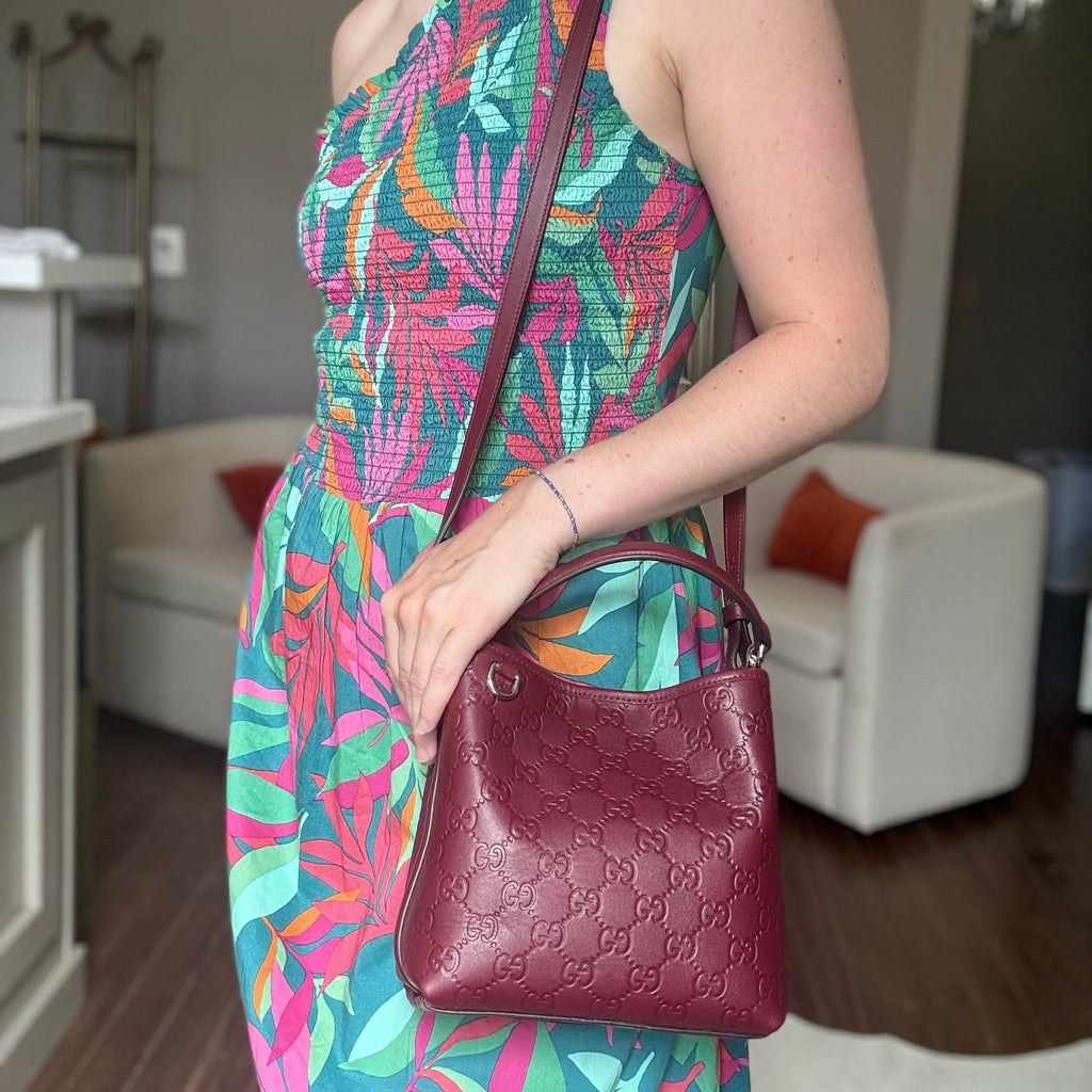 Gucci GG Emblem Small Leather Bucket Bag