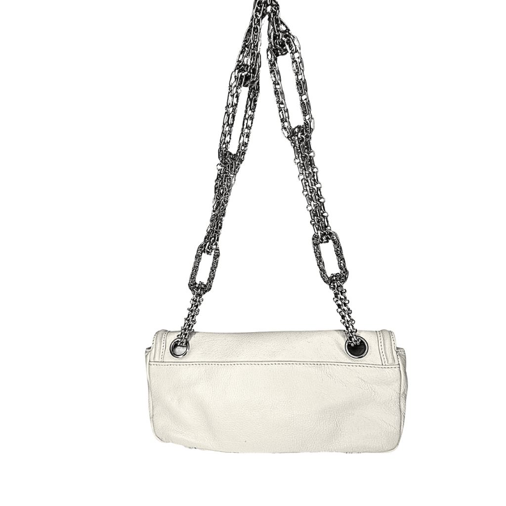 Chanel White Calfskin Mademoiselle Lock Bijoux Chain Flap