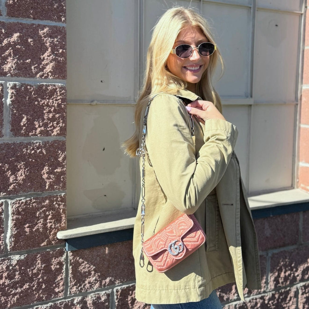 Gucci Mini Crystal Moire Marmont Belt Bag