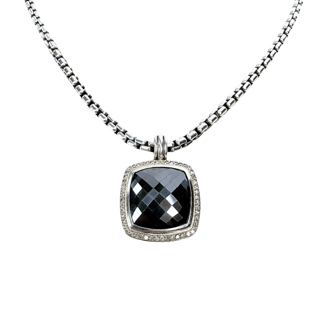 David Yurman Box Chain Necklace & Albion Diamond Hematite Pendant