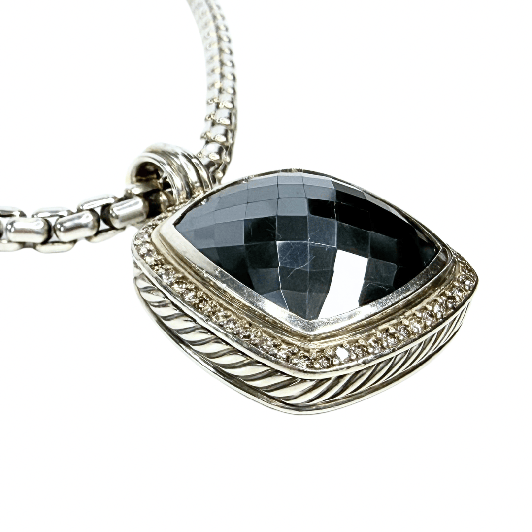 David Yurman Box Chain Necklace & Albion Diamond Hematite Pendant