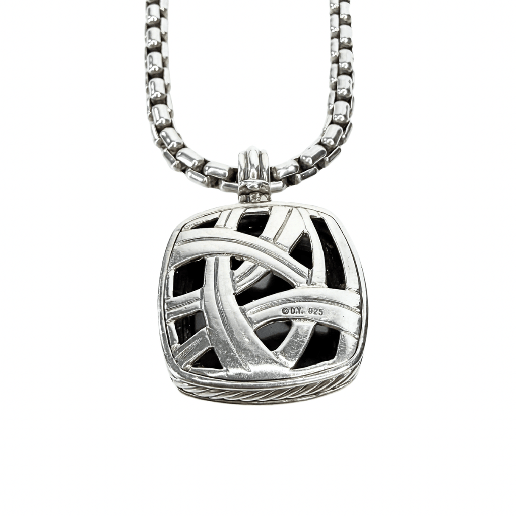 David Yurman Box Chain Necklace & Albion Diamond Hematite Pendant