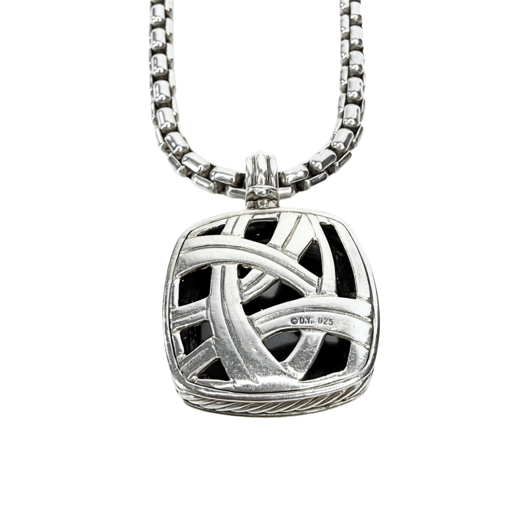 David Yurman Box Chain Necklace & Albion Diamond Hematite Pendant