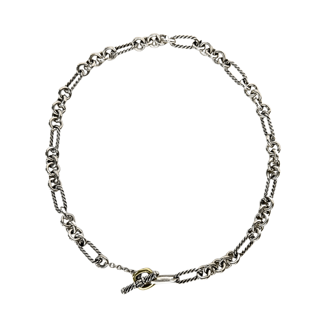 David Yurman Two-Tone Figaro Chain Toggle Necklace
