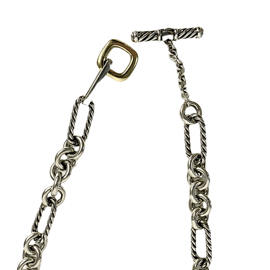 David Yurman Two-Tone Figaro Chain Toggle Necklace