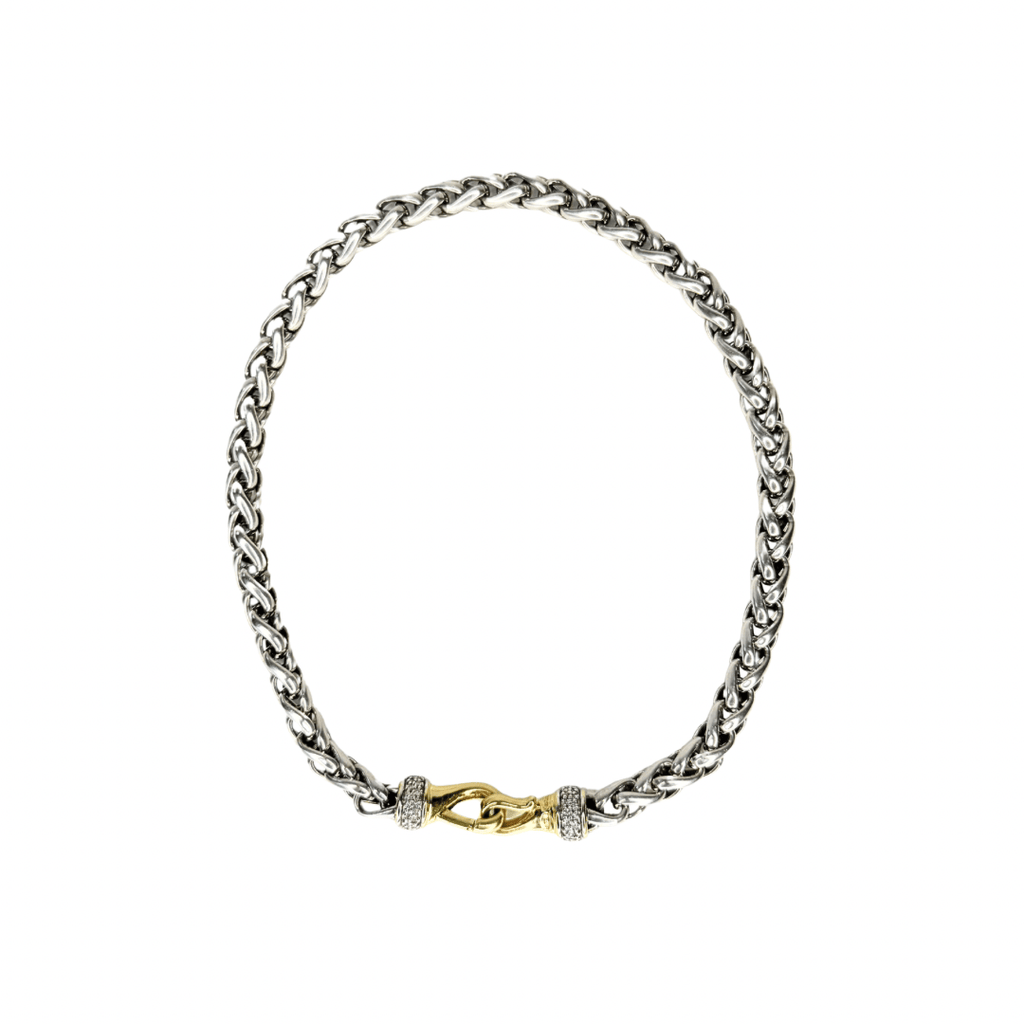 David Yurman Two-Tone Wheat Chain Diamond Choker
