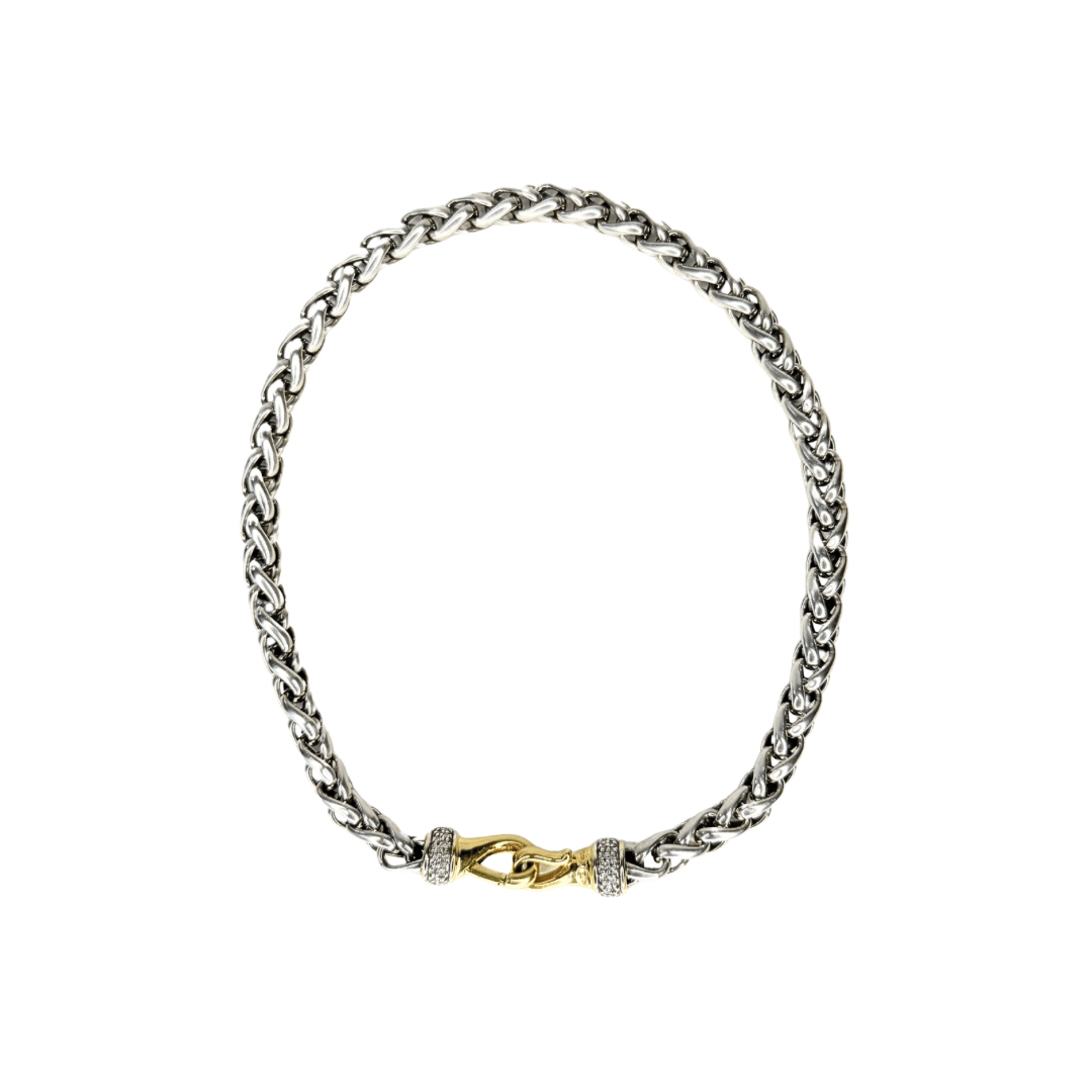 David Yurman Two-Tone Wheat Chain Diamond Choker