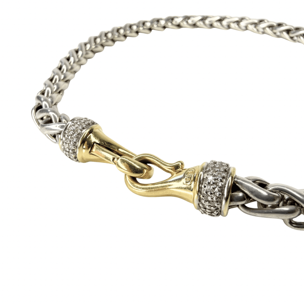 David Yurman Two-Tone Wheat Chain Diamond Choker