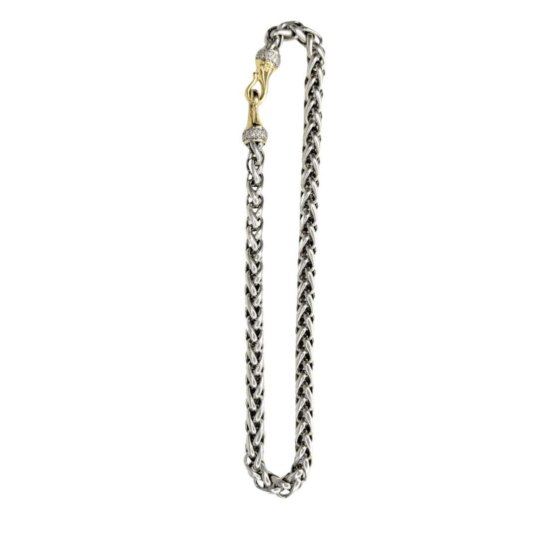 David Yurman Two-Tone Wheat Chain Diamond Choker