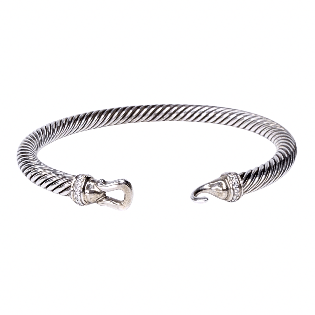 David Yurman Diamond Buckle Classic Cable Bracelet