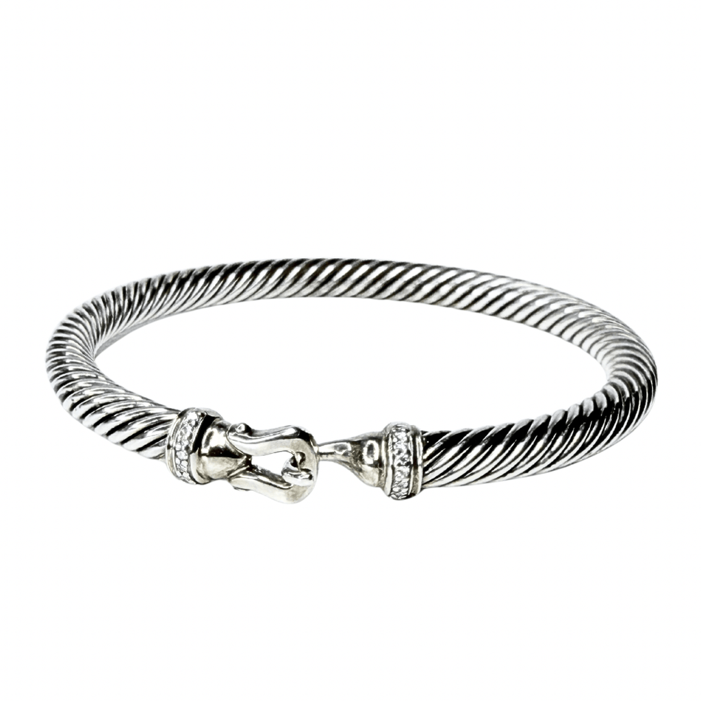 David Yurman Diamond Buckle Classic Cable Bracelet