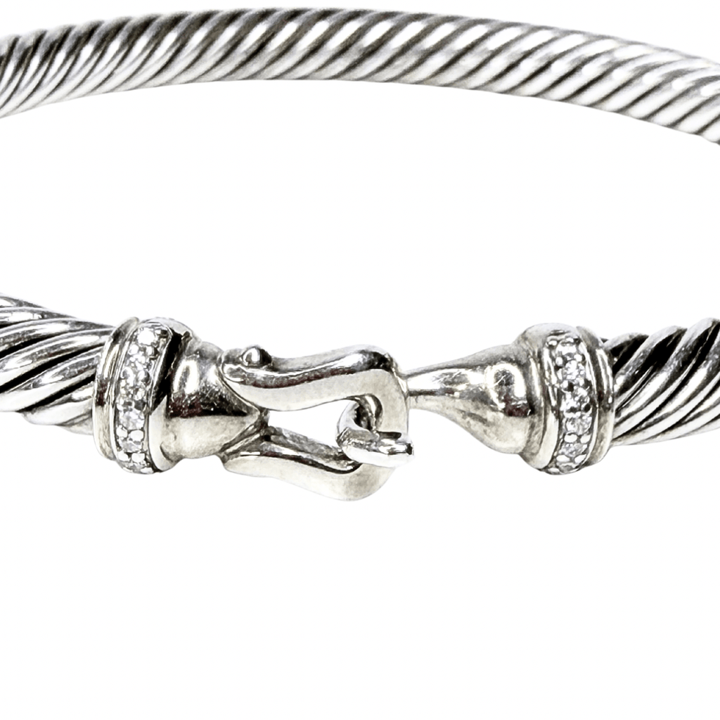 David Yurman Diamond Buckle Classic Cable Bracelet
