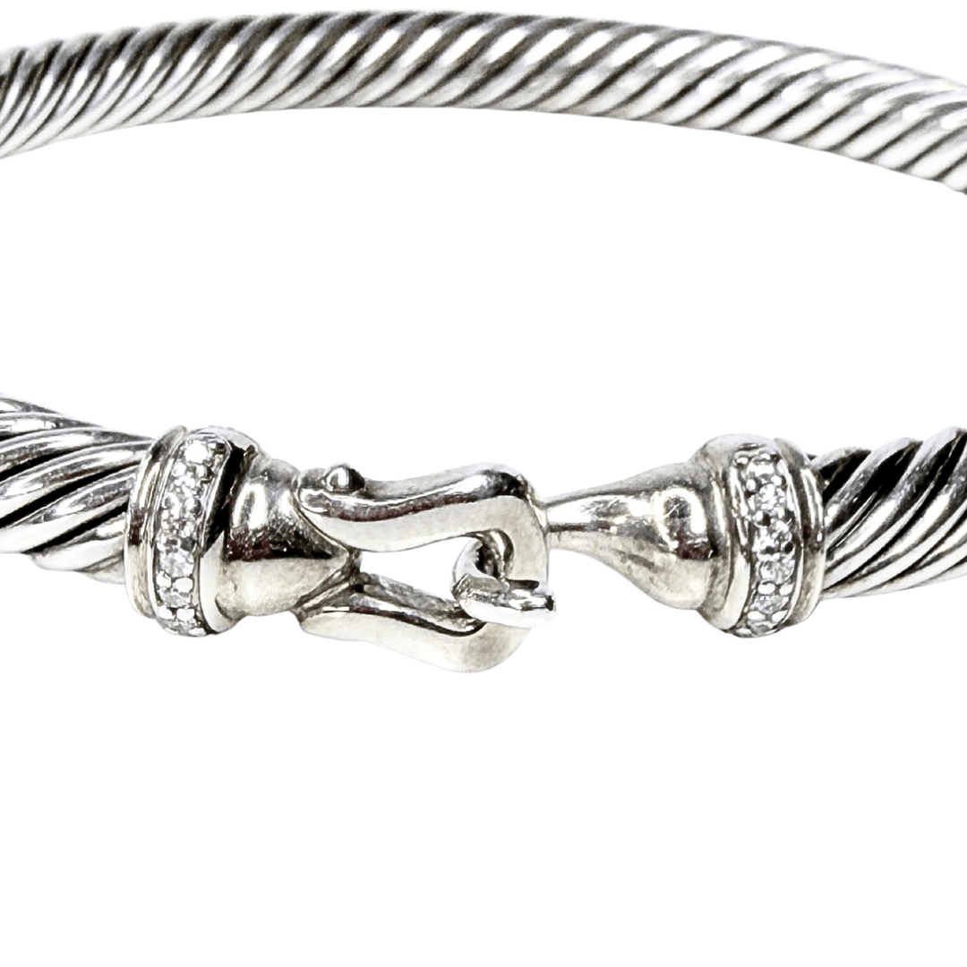 David Yurman Diamond Buckle Classic Cable Bracelet