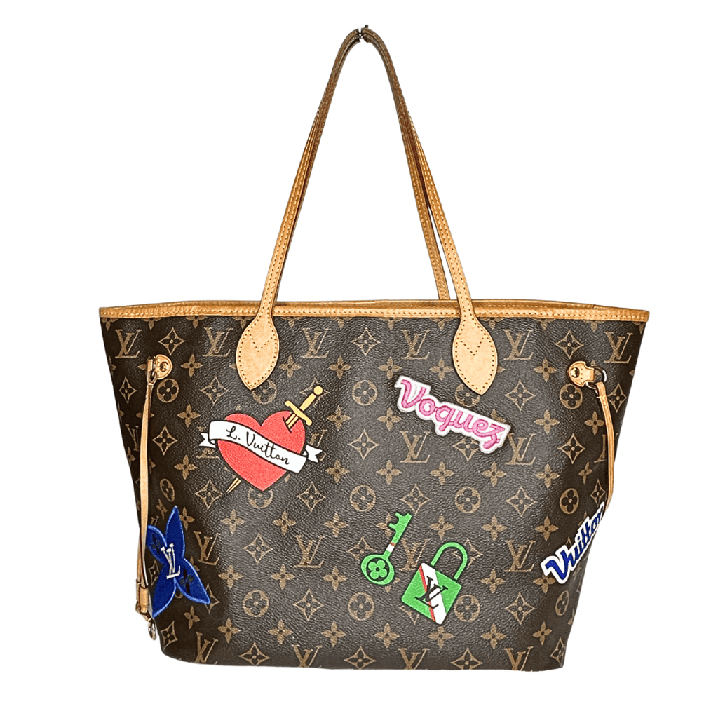 Louis Vuitton Monogram Neverfull MM Patches Tote w/ Pouch