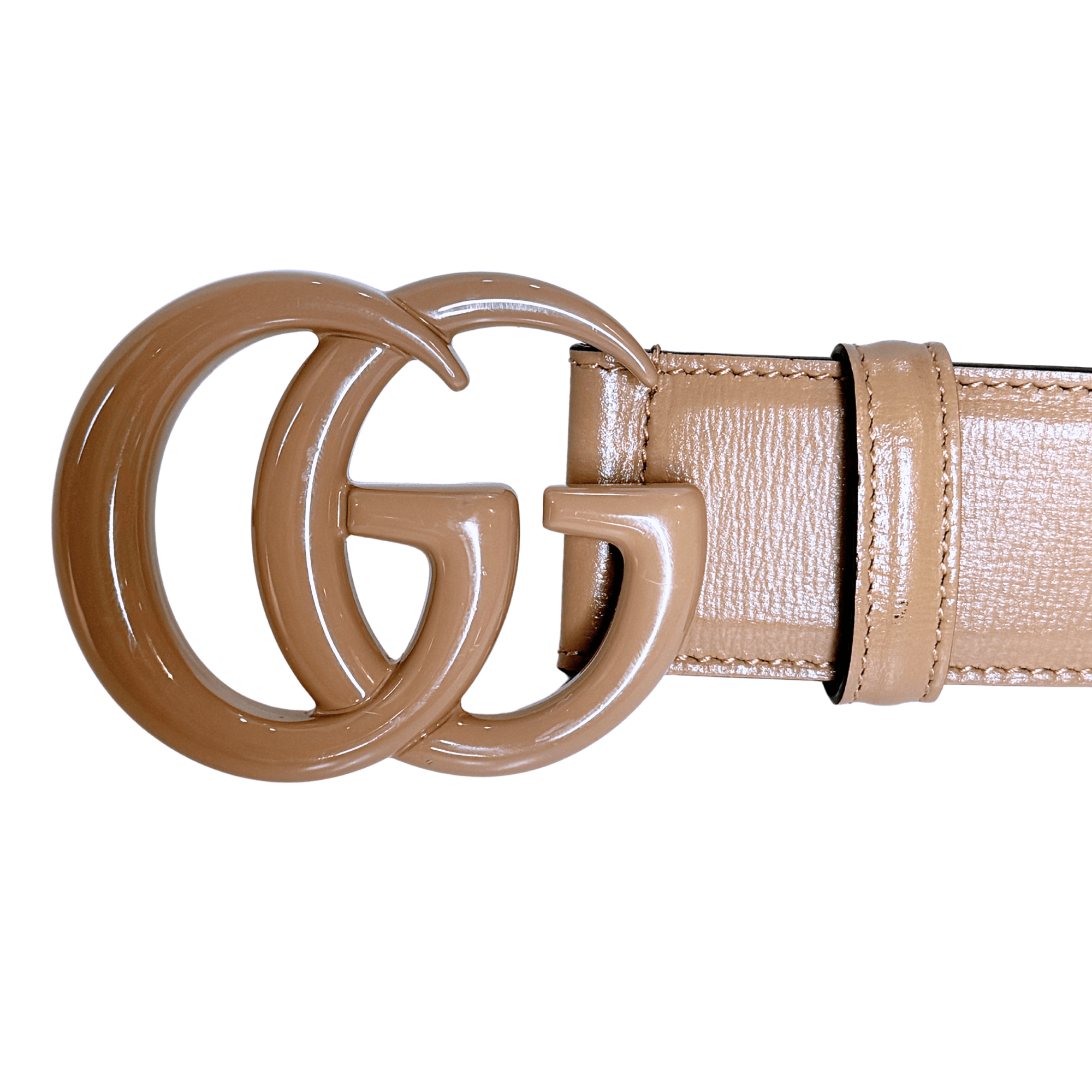 Gucci Azalea Calfskin Enamel Double G Belt