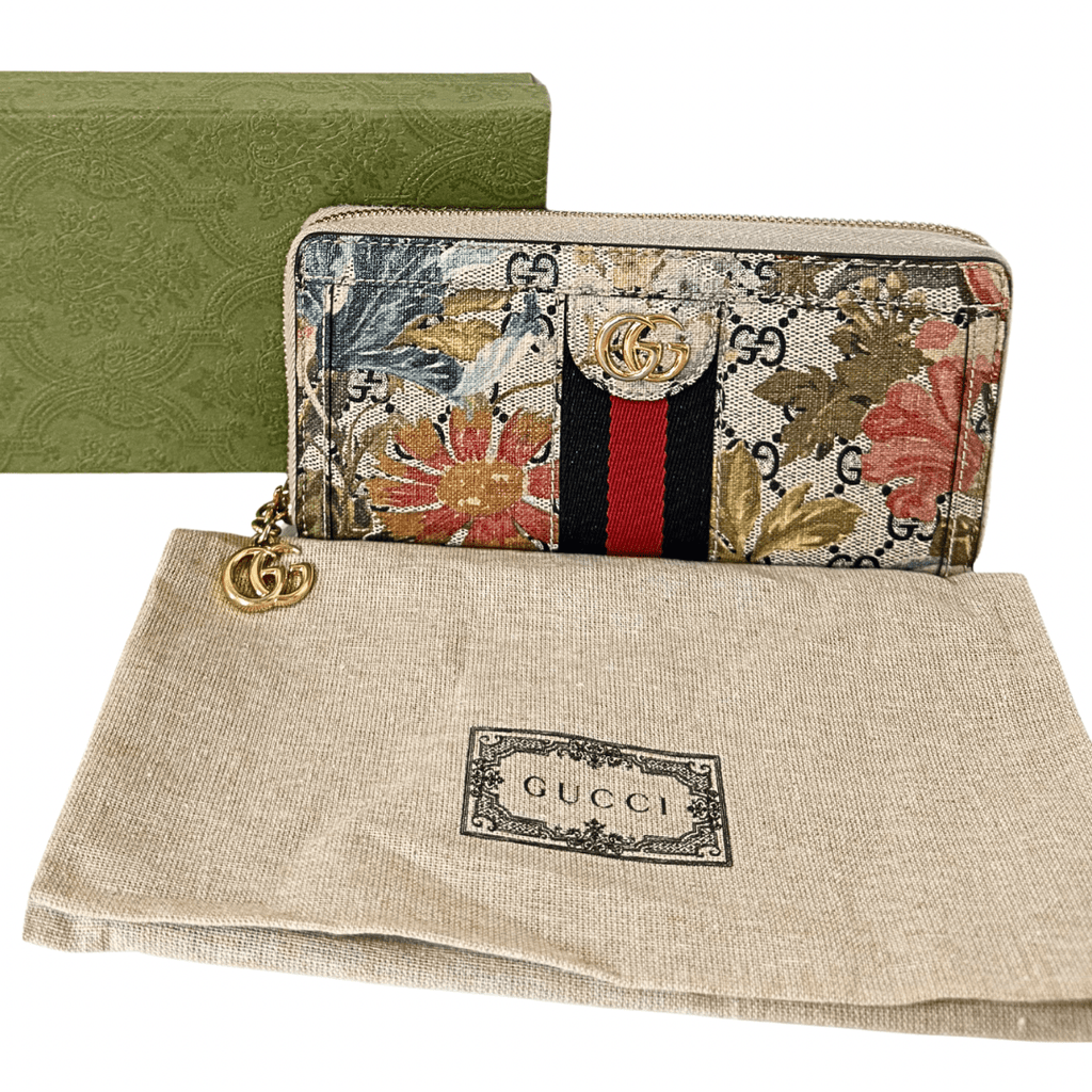 Gucci Ophidia Flora Zip Around Wallet