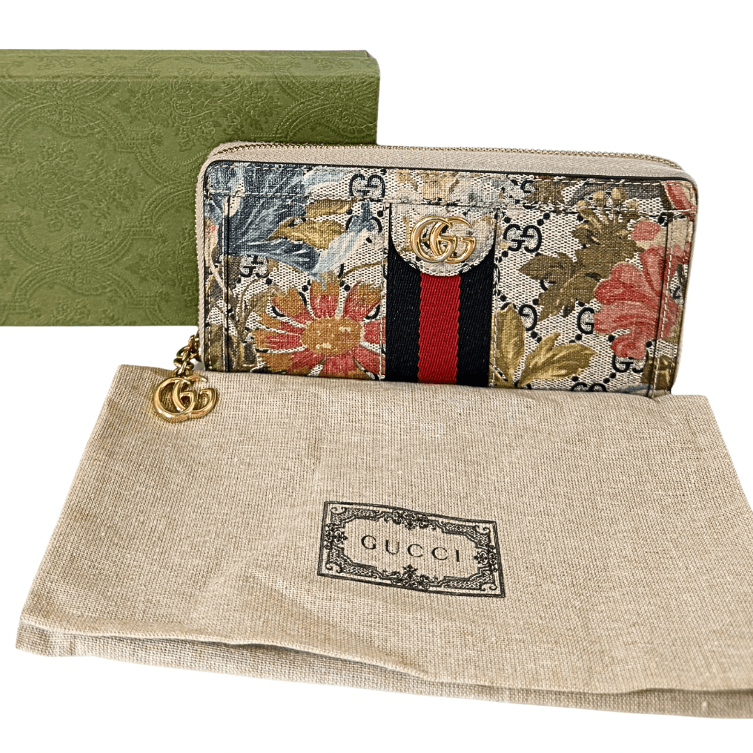 Gucci Ophidia Flora Zip Around Wallet