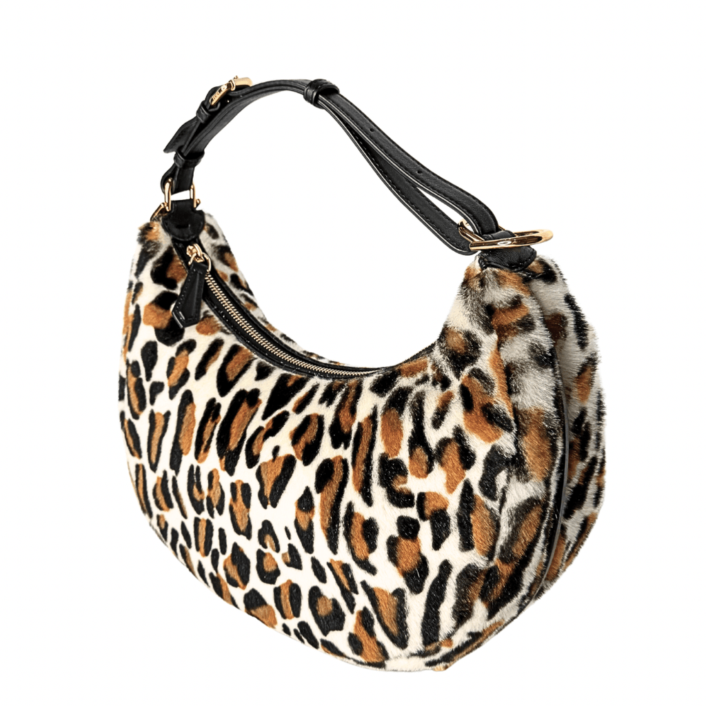 Fendi Fendigraphy Leopard Print Leather and Fur Handbag Hobo