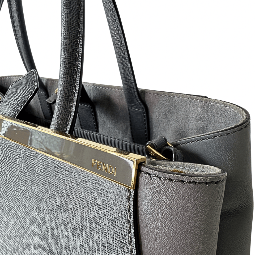 Fendi Gray Saffiano 2Jours Tote
