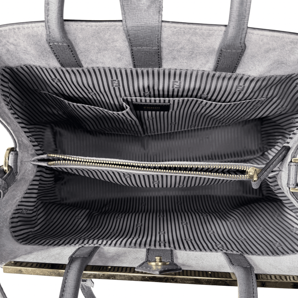 Fendi Gray Saffiano 2Jours Tote