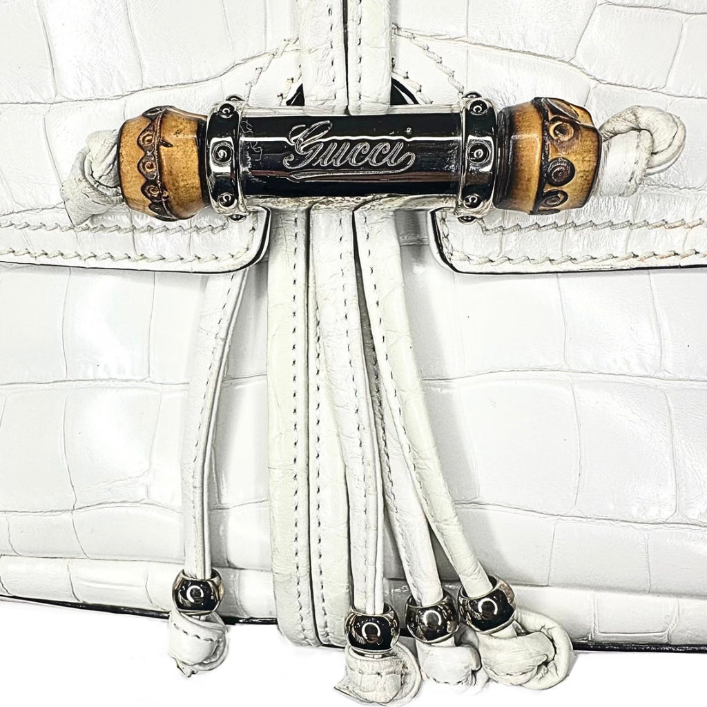 Gucci Croc Embossed Bamboo Croisette Bag