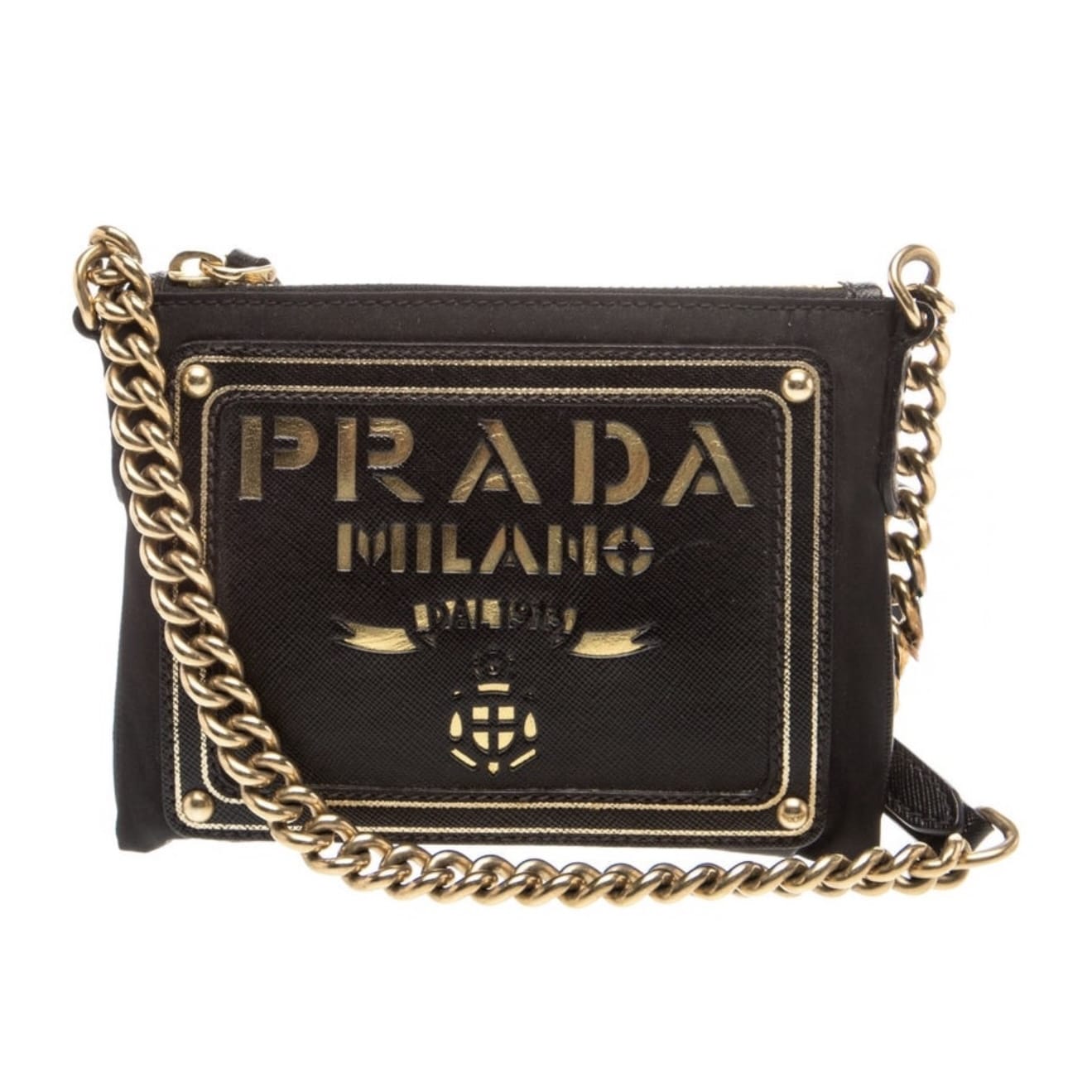 Prada Signature Tessuto Oro Crossbody Bag