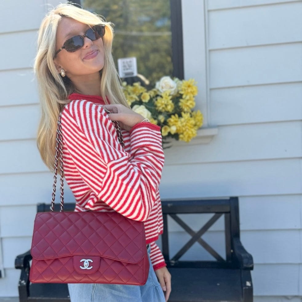 Chanel Red Caviar Quilted Double Flap