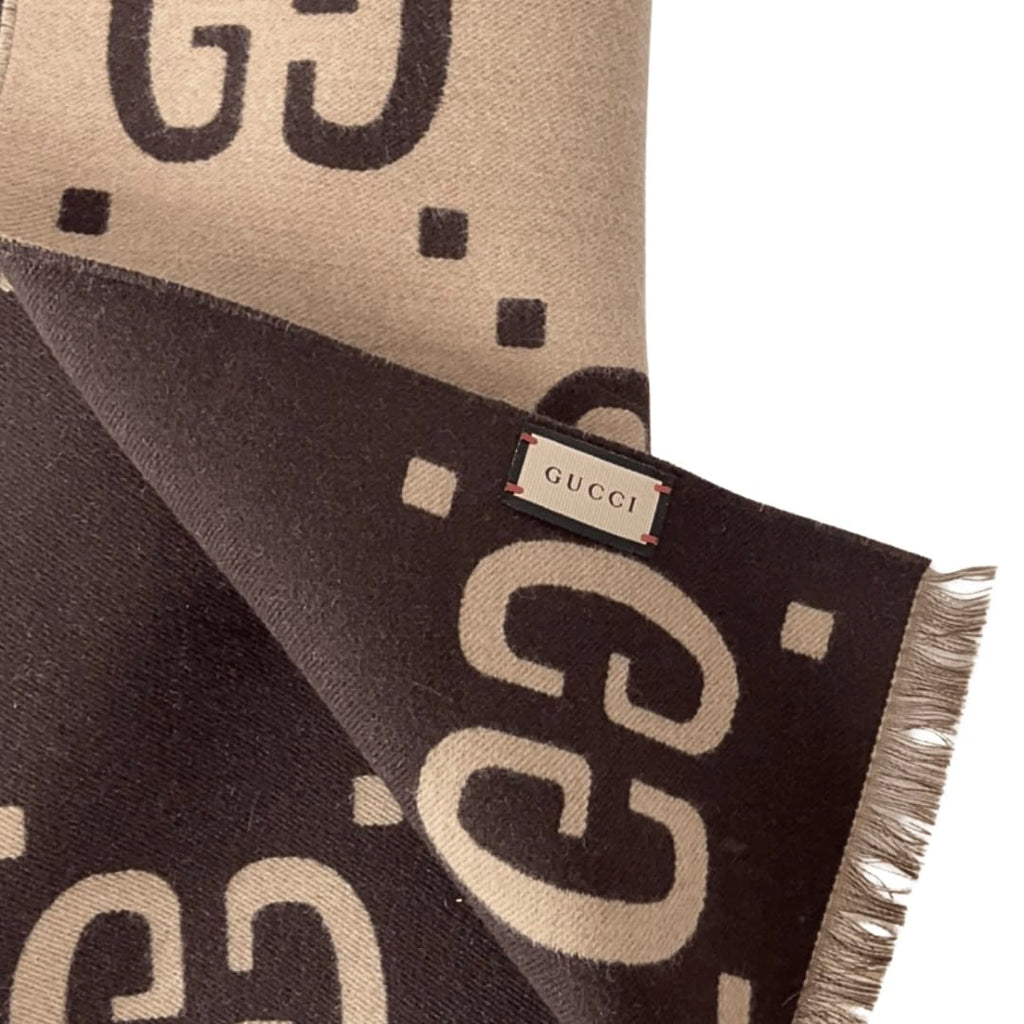 Gucci GG Jacquard Wool Silk Scarf