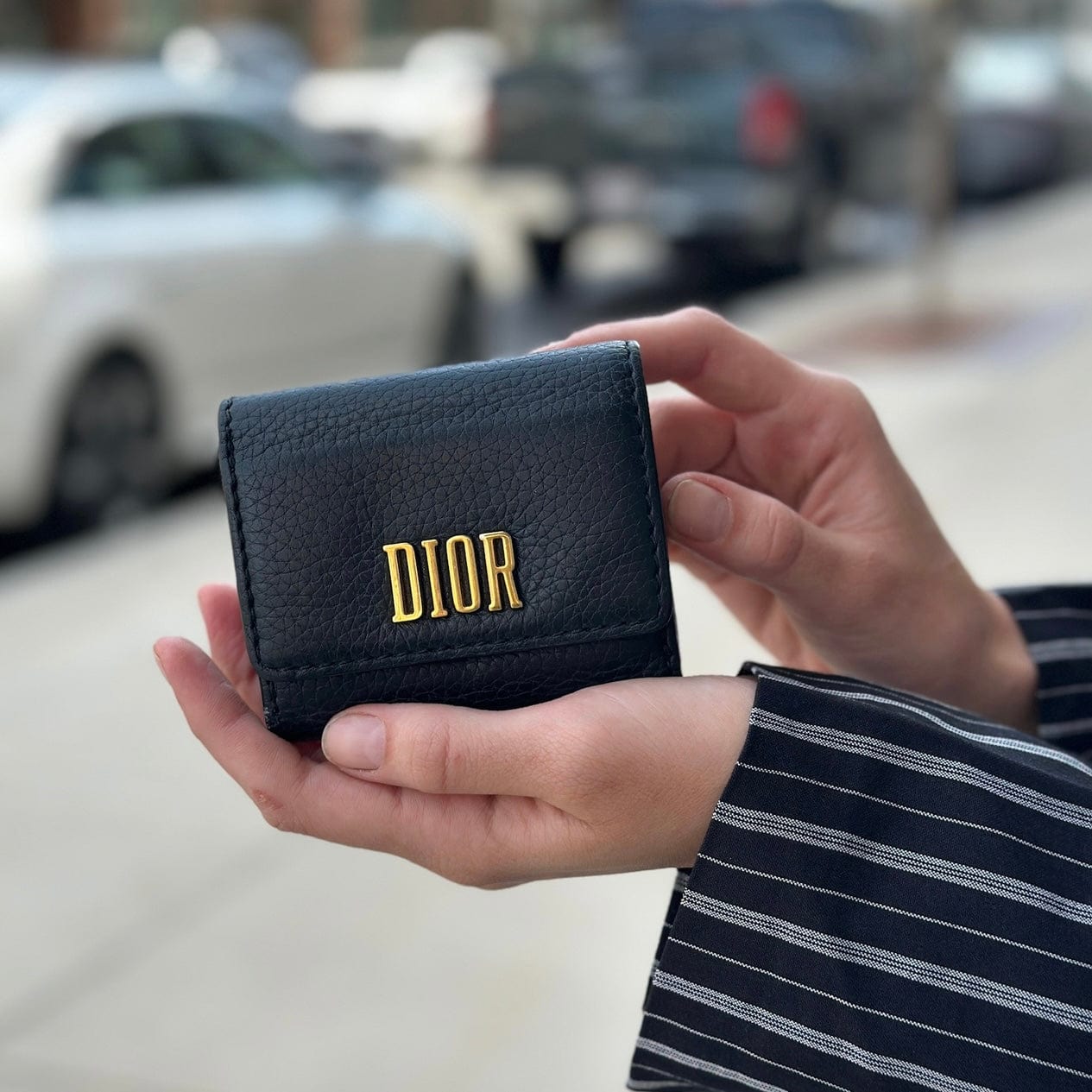 Dior Compact Leather Logo Wallet