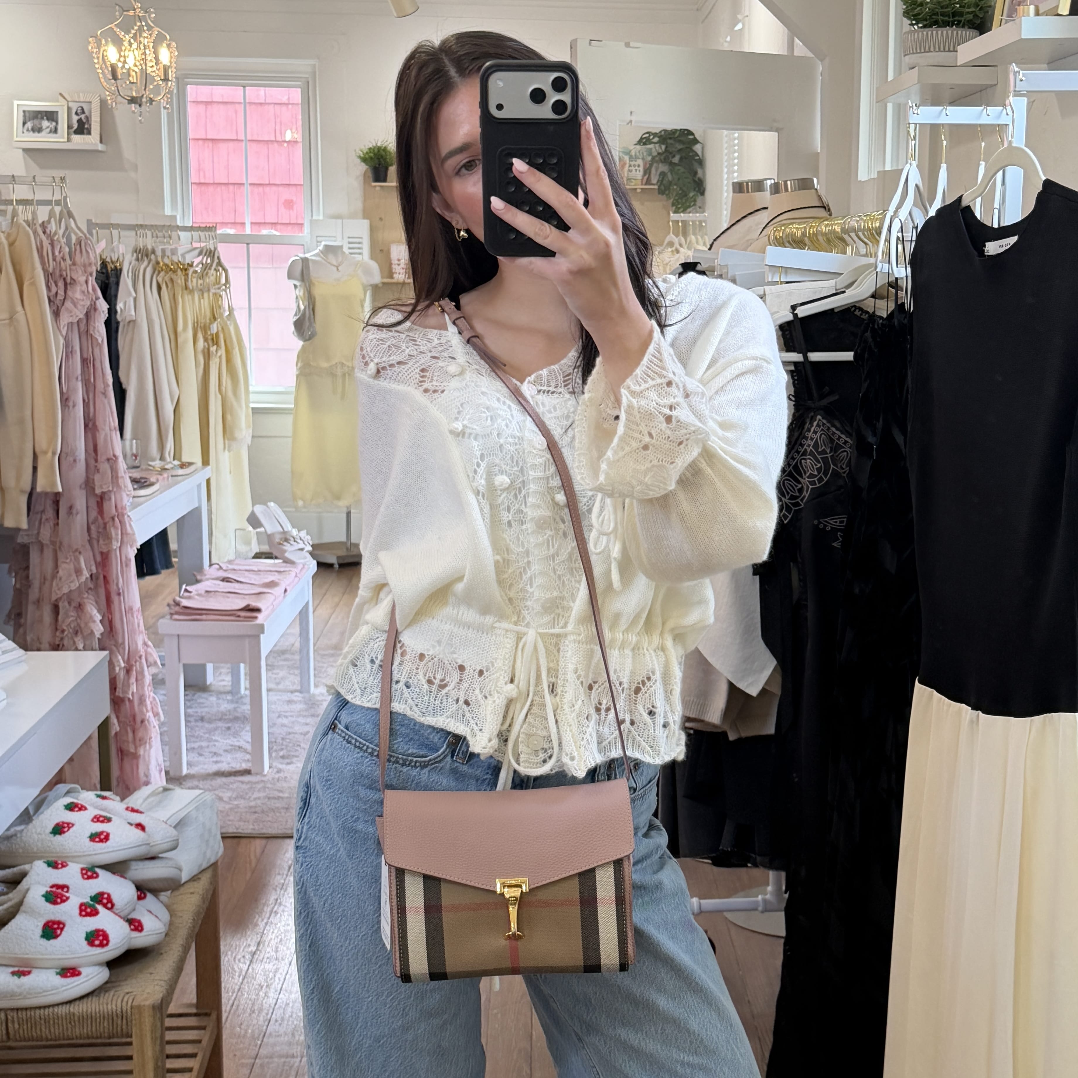 Burberry House Check Macken Leather Crossbody