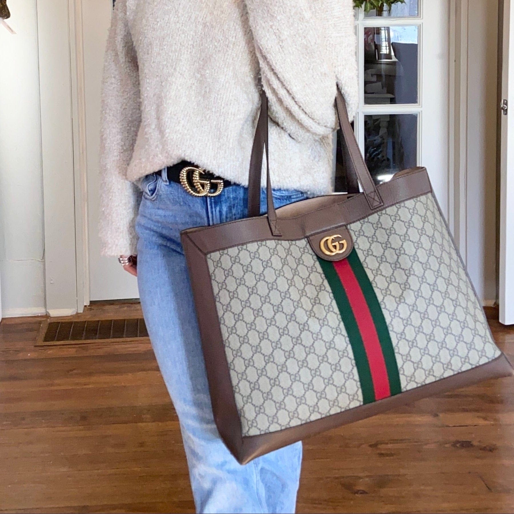 Gucci Large GG Supreme Ophidia Tote & Pouch