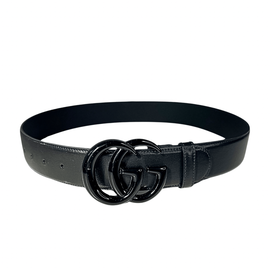 Gucci GG Black on Black Logo Belt 80/32