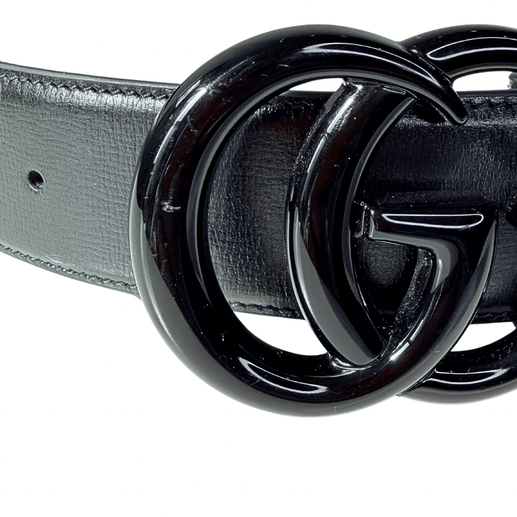 Gucci GG Black on Black Logo Belt 80/32