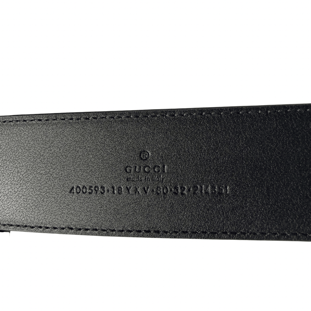 Gucci GG Black on Black Logo Belt 80/32
