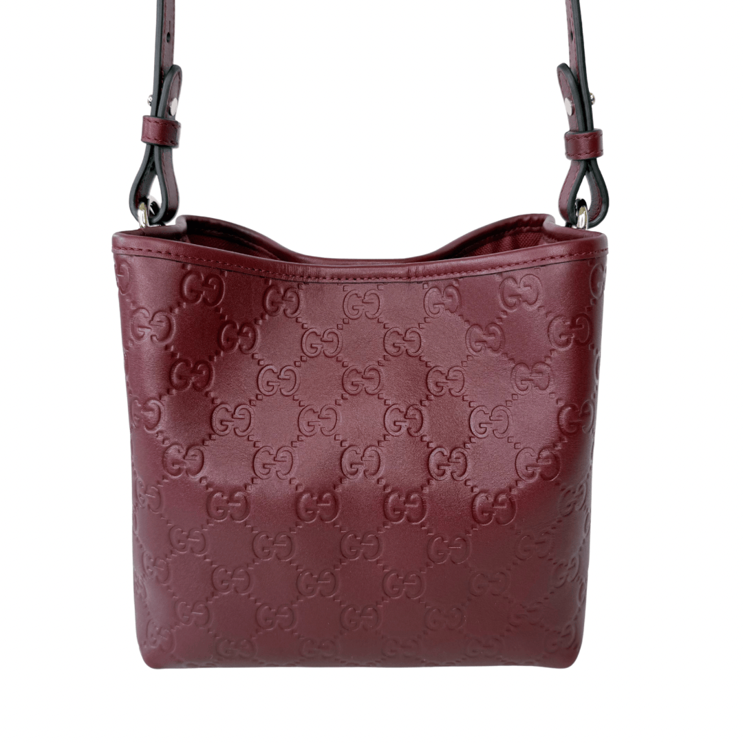 Gucci GG Emblem Small Leather Bucket Bag
