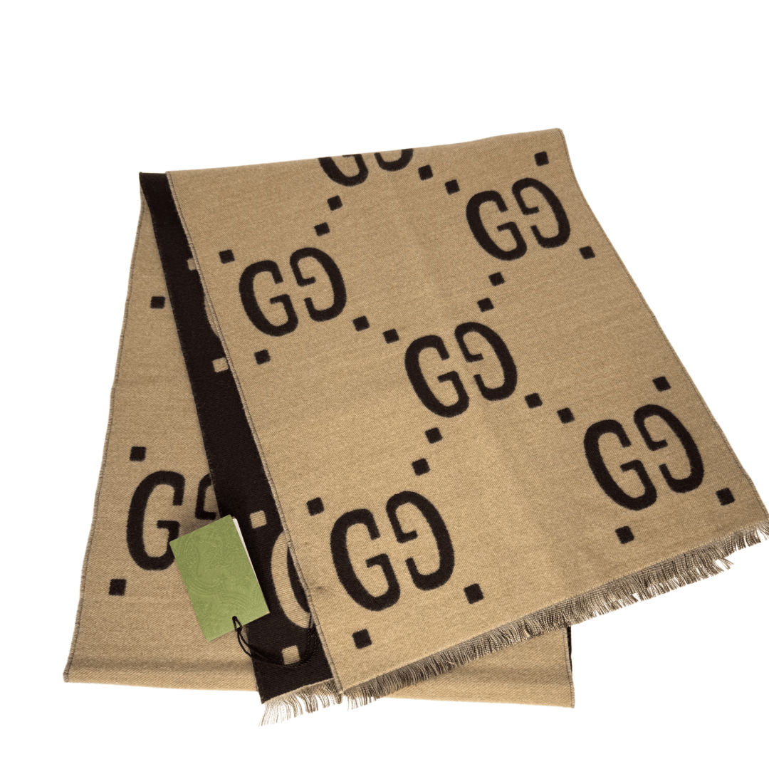 Gucci GG Jacquard Wool Silk Scarf