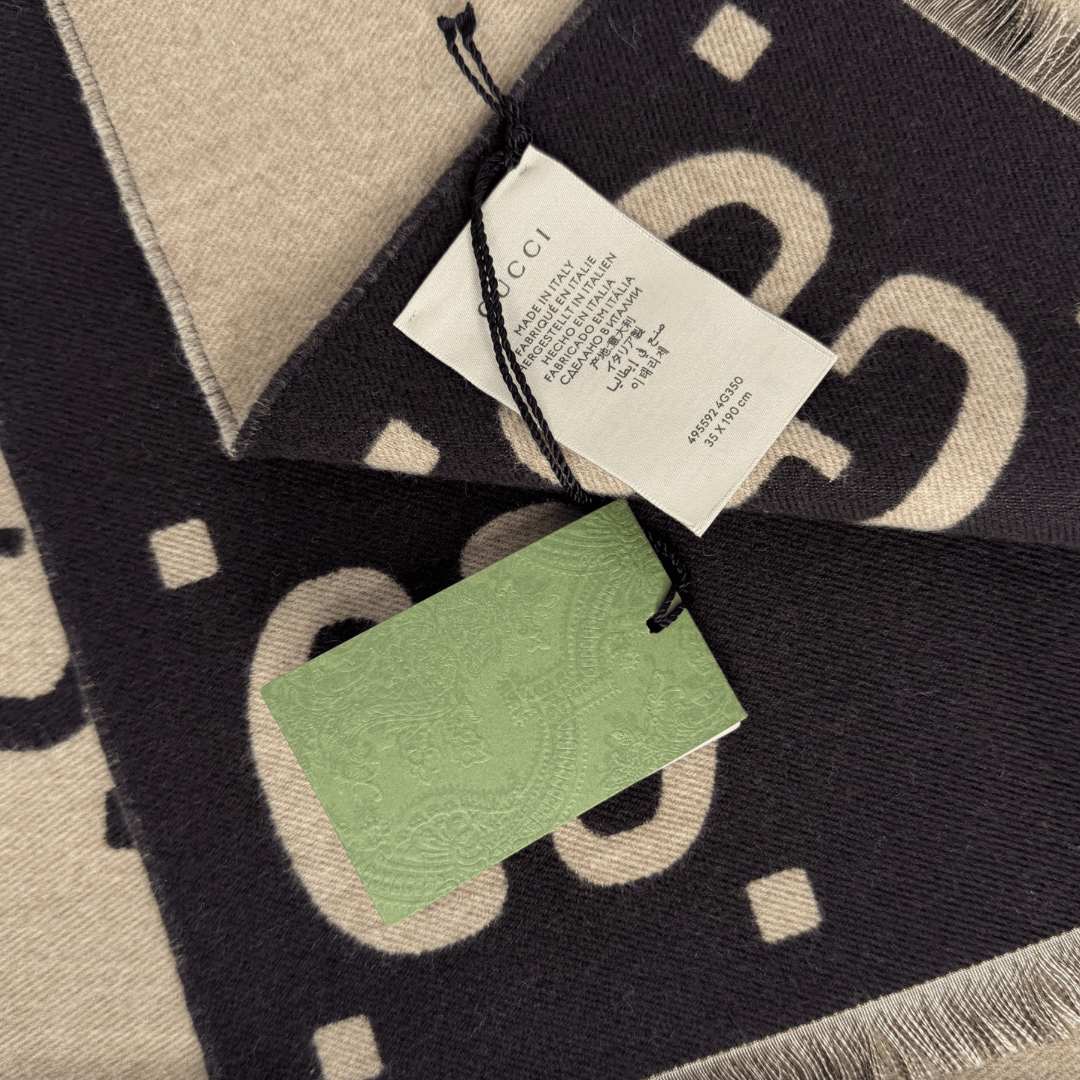 Gucci GG Jacquard Wool Silk Scarf