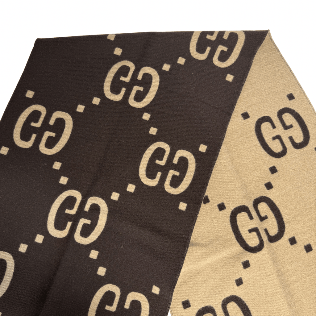 Gucci GG Jacquard Wool Silk Scarf