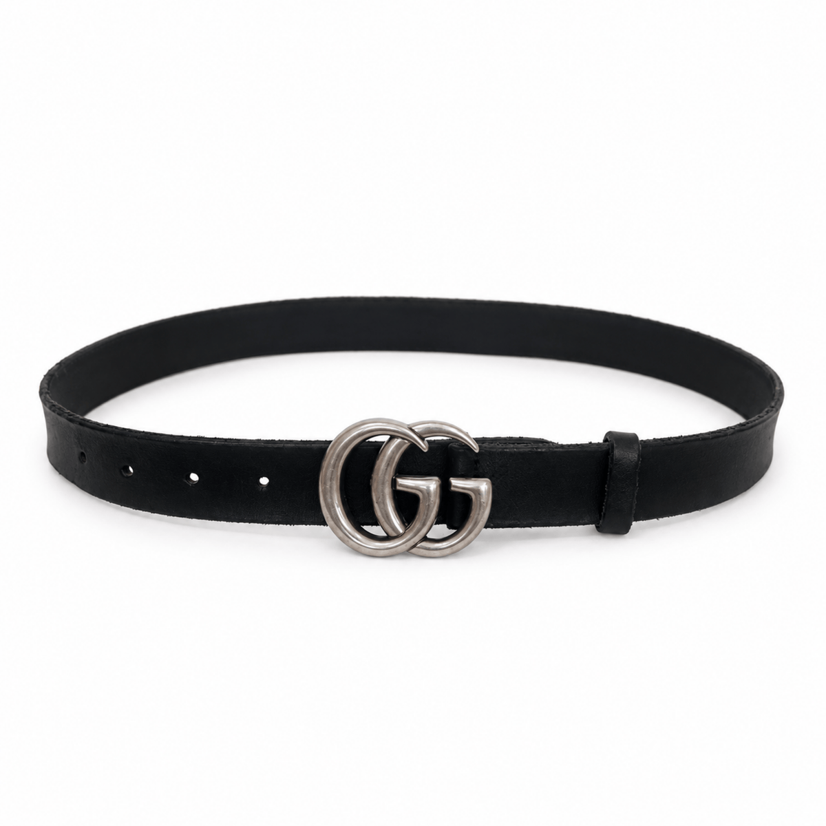 Gucci GG Black and Silver Logo Belt 85/34
